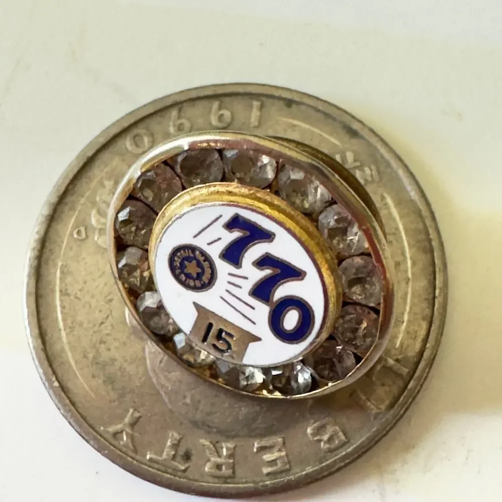 Retail Clerks Union Local 770 Vintage 15 Year Member Lapel Tie Pin RCIA